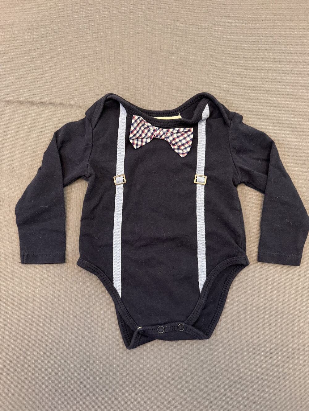Beau Hudson Bow Tie Suspender Baby Bodysuit 0-3M #610